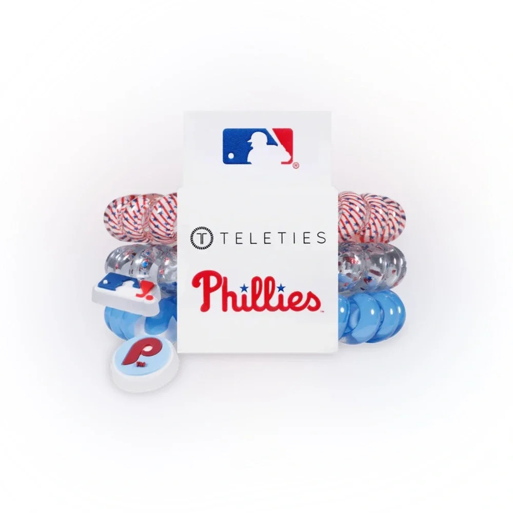 Teleties Phila Phillies Combo Gift Set (Lg Flat Round Hair Clip, Lg & Sm ties)